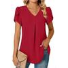 Women V Neck Splice Lace Decoration Pullover Shirt Elegant Female Blouse Summer Casual Short Sleeve Top