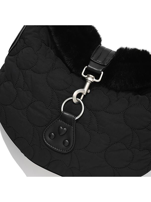 Kirsh Cherry Quilted Fur Handbag [Black]