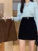 2023 Autumn/Winter Women's High Waist Corduroy Retro A-Line Skirt - Slim, Anti-Exposure, Korean Style