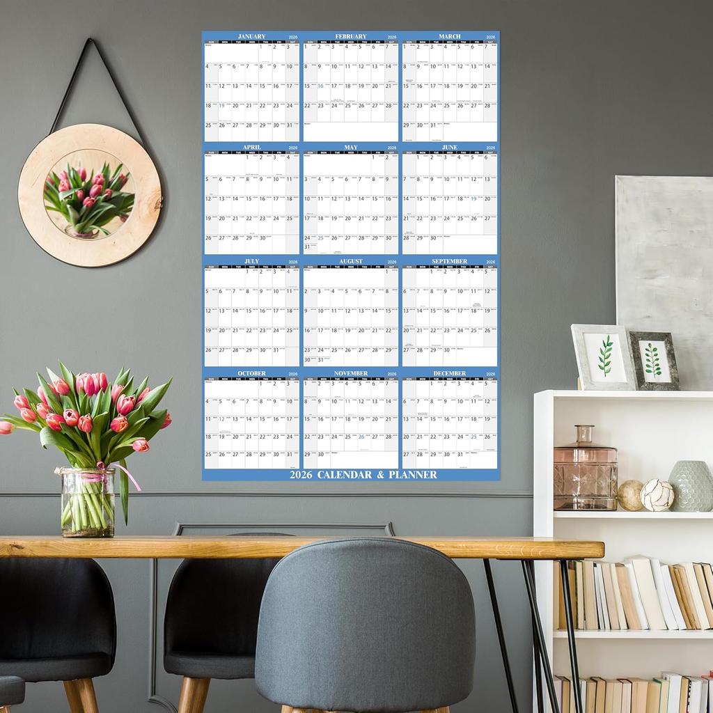 2026 Dry Erase Calendar for Wall - 2026 Calendar Dry Erase, Yearly Wall Calendar, 48" X 32", Jan.2026 - Dec.2026, 2026 Wall Calendar Dry Erase, Large