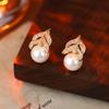 Premium Pearl Stud Earrings S925 Silver Needle Elegant Exquisite Earrings Retro Temperament Versatile Earrings