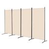 Room Divider 4 Panels Fabric Room Privacy Screen for Office Bedroom Beige