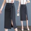Women's High Waist Irregular Slit Midi Skirt - Fashionable for Spring, Summer, or Autumn 2025