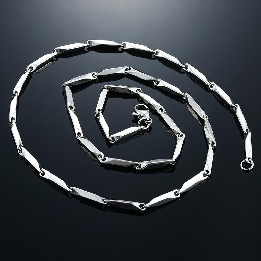 2.5mm/3mm Stainless Steel Bar Link Bamboo Chain High Quality Gold/Silver Necklace Choker for Women Men Jewelry Accessory