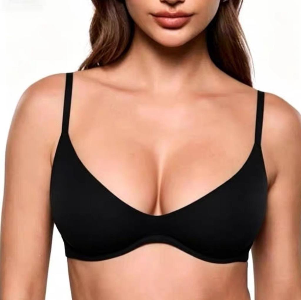 Large size TK European and American size English marked with steel ring flat mouth round neck non-marking slim underwear bra