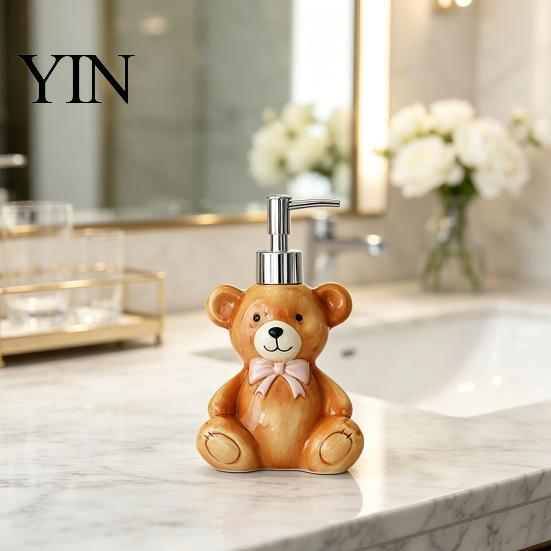 Christmas Theme Container Ceramic Soap Dispenser, Gingerbread Man House Bear Liquid Hand Festive Dispenser Container, Refillable Shower Gel
