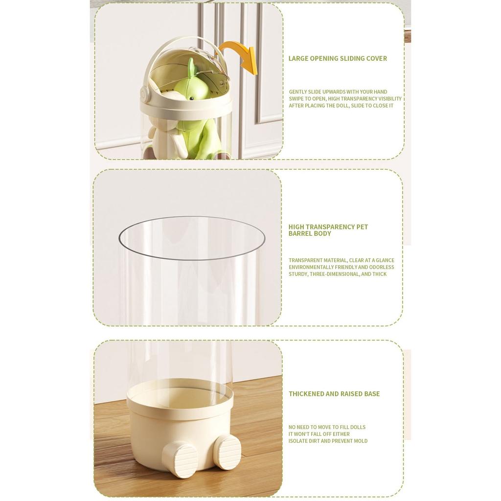 Puppenaufbewahrungseimer, Einschichtiger Aufbewahrungseimer, Transparenter Aufbewahrungseimer für Kinderspielzeug