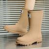 New medium tube rain shoes, women's non-slip water shoes, fashion water boots, thick-soled rain boots and velvet work rubber shoes