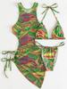 2025 Euro-American Lace-Up Cutout Bikini Three-Piece Swimsuit Set
