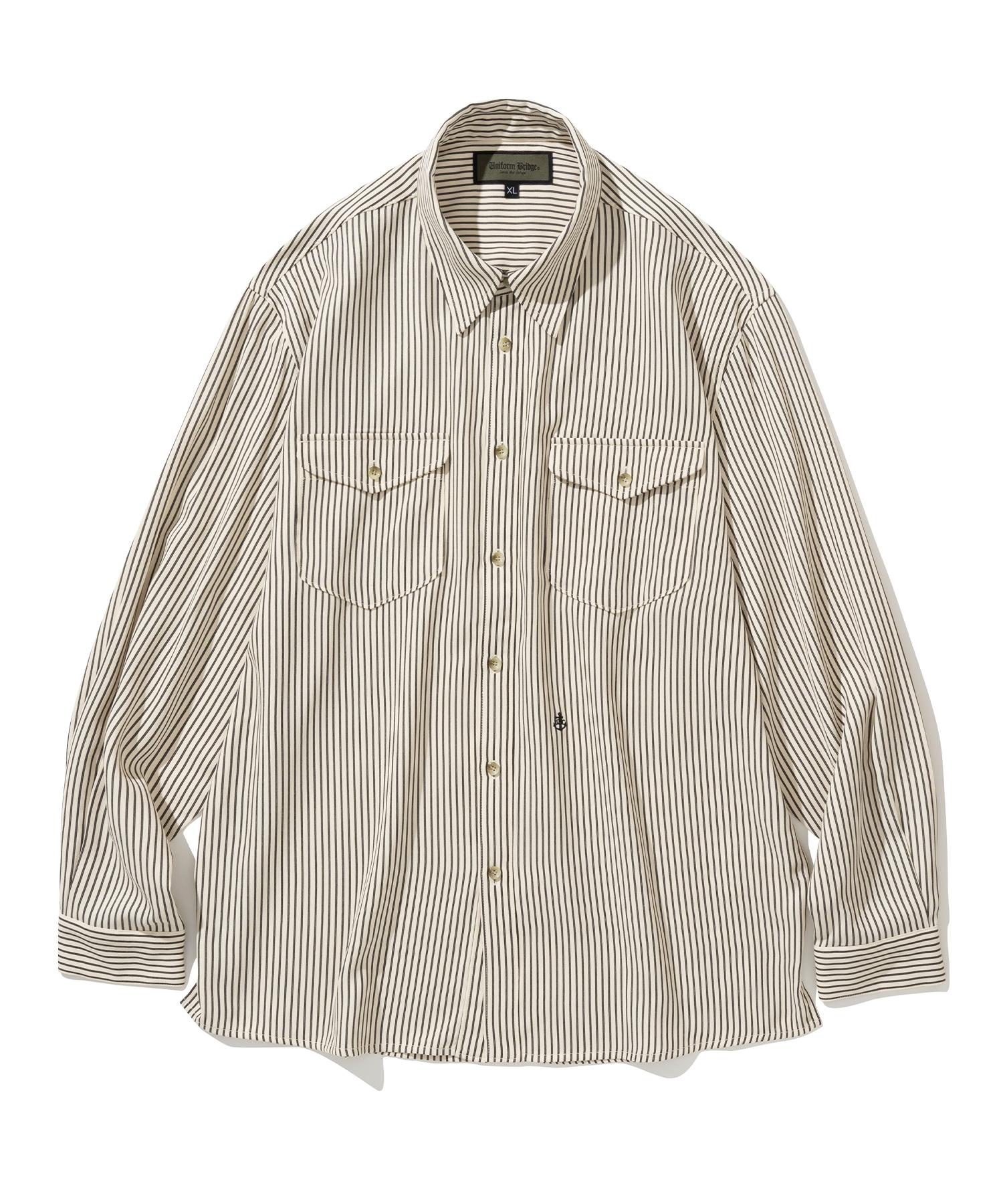 Uniform Bridge Two Pocket Stripe Shirt Ivory L