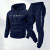 Unisex Hooded Sweatshirt Set With Letter Print Thick Warm Casual Sport Tracksuit Men Women Winter