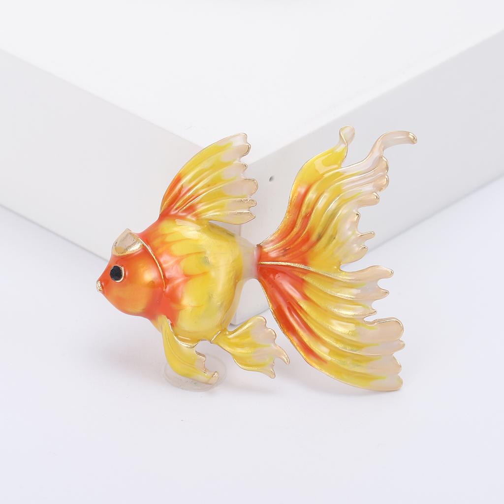 Rhinestone Goldfish Brooches for Women Enamel Sea Animal Pins Event Party Funny Luxury Backpack Decoration Clothes Accessories