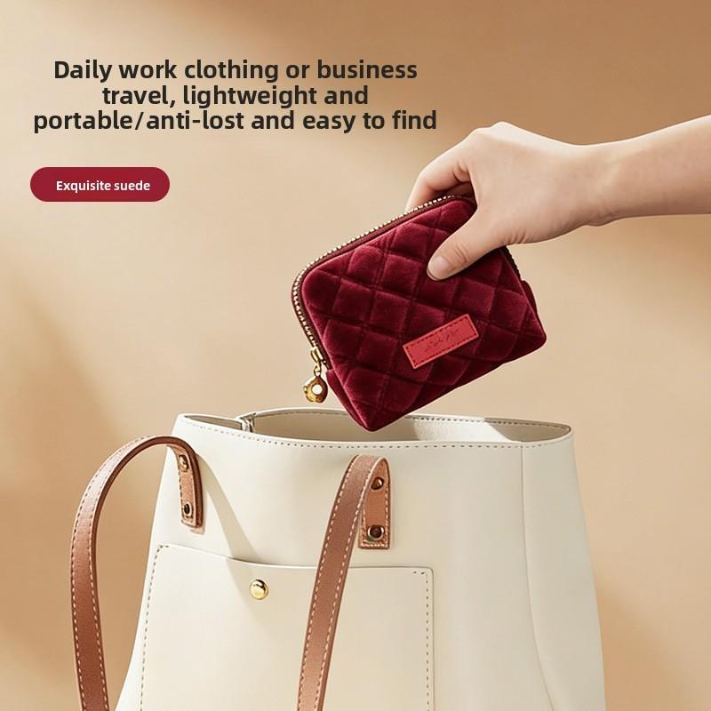 Plush Jewelry Organizer With Zipper For Travel And Makeup Storage