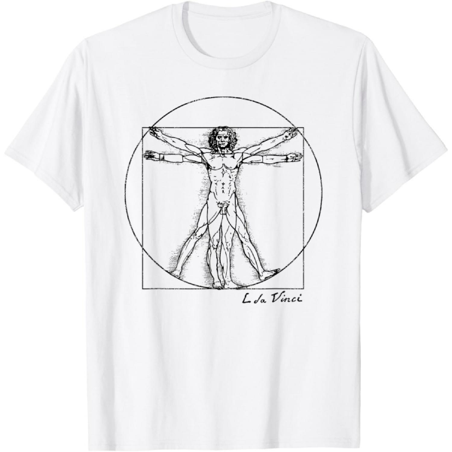 Vintage Vitruvian Man Leonardo da Vinci Womens Souvenir T-Shirt XXXXXL белый