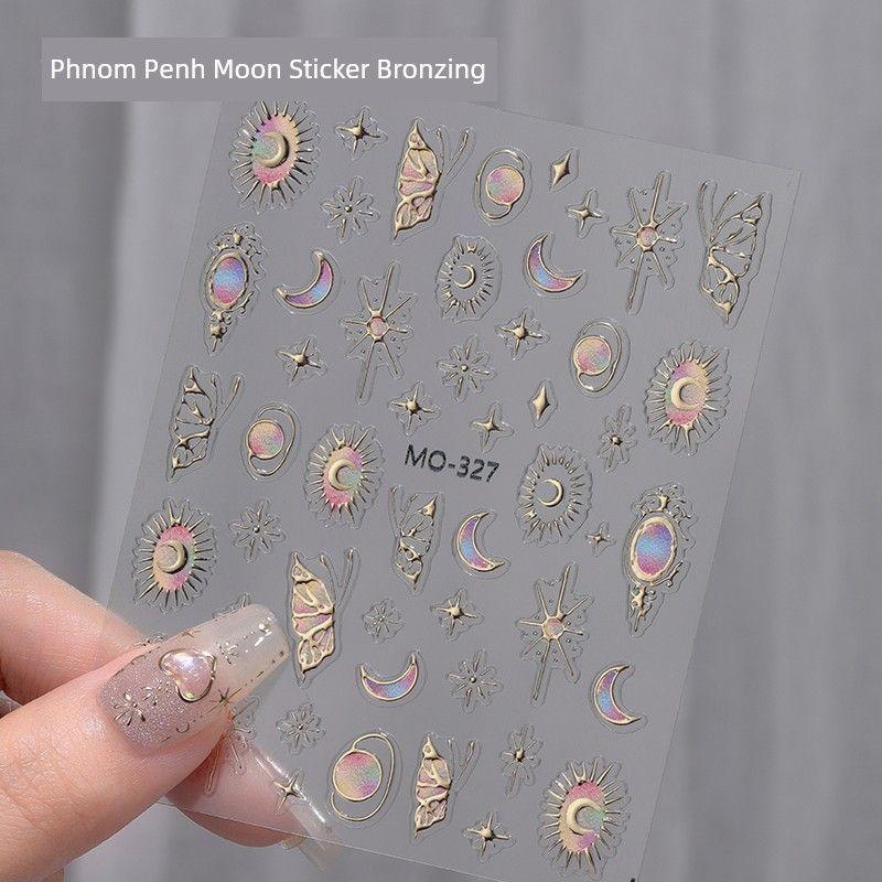 

Internet Hot Three-Dimensional Relief Adhesive Hot Stamping Gold and Silver Asterism Month Pattern Nail Sticker Nail Ornament Small Accessories MO-327 Phnom Penh Moon Sticker-Bronzing