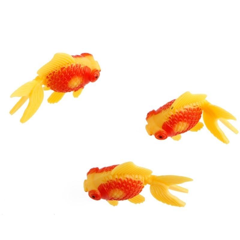 3-teiliger künstlicher Aquariumfisch aus Kunststoff, Goldfisch, realistisches bewegliches Fake-Ornament für Garnelen-Riffaquarien