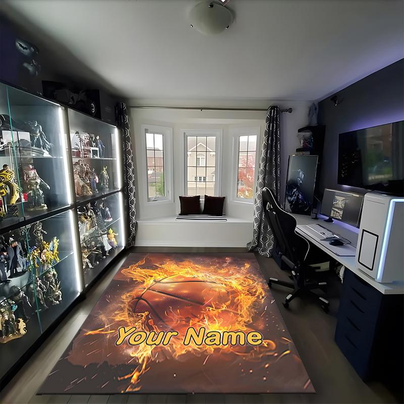 1PC Custom Name Basketball Cover" Theme Floor Mat Ideal for Living Room, Game Rooms, Office, Bedroom, Office Floor Mat , Floor Mats for Home