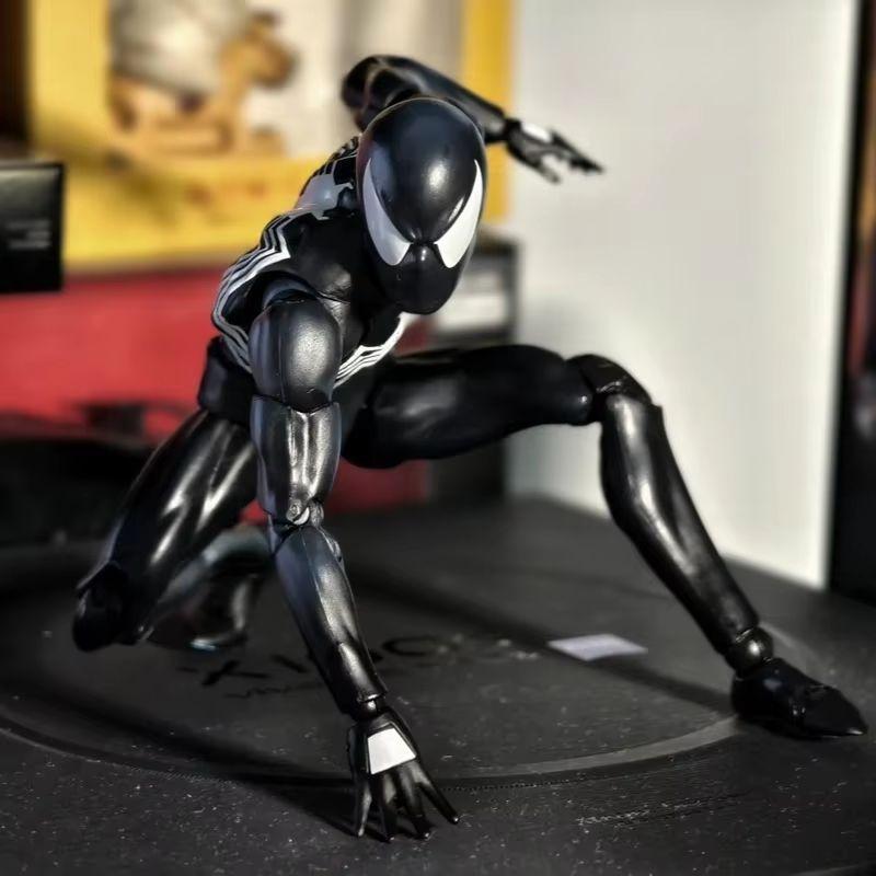 15cm Anime CT Mafex147 SPIDER-MAN BLACK COSTUME Articulated Action Figures Model Package Desktop Decor Fashionable Playthings Present Collection
