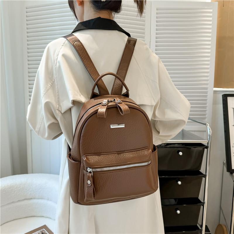 IELGY Fashionable All-Match Ladies Backpack Trendy Soft Leather Work Commuter Travel Backpack