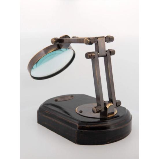 Verstellbare Lupe aus antikem Messing mit Vintage-Gravur „London 1814“