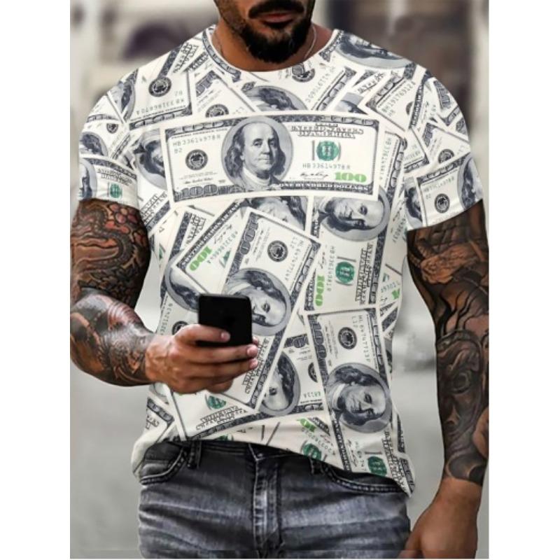 

Літній топ з круглим вирізом та 3D-принтом, модні повсякденні чоловічі футболки з коротким рукавом XXL