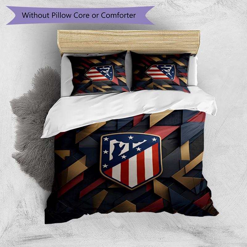 Set Biancheria da Letto 3 Pezzi con Stampa Atletico Madrid Morbido Delicato sulla Pelle Lavabile Copripiumino e Federe Set per Tutte le Stagioni Camera da Letto