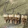 Unisex Skull Accessory Set Skull Necklace Stylish Keychain Drop Earrings Skull Jewelry Set Resin Texture for Halloween