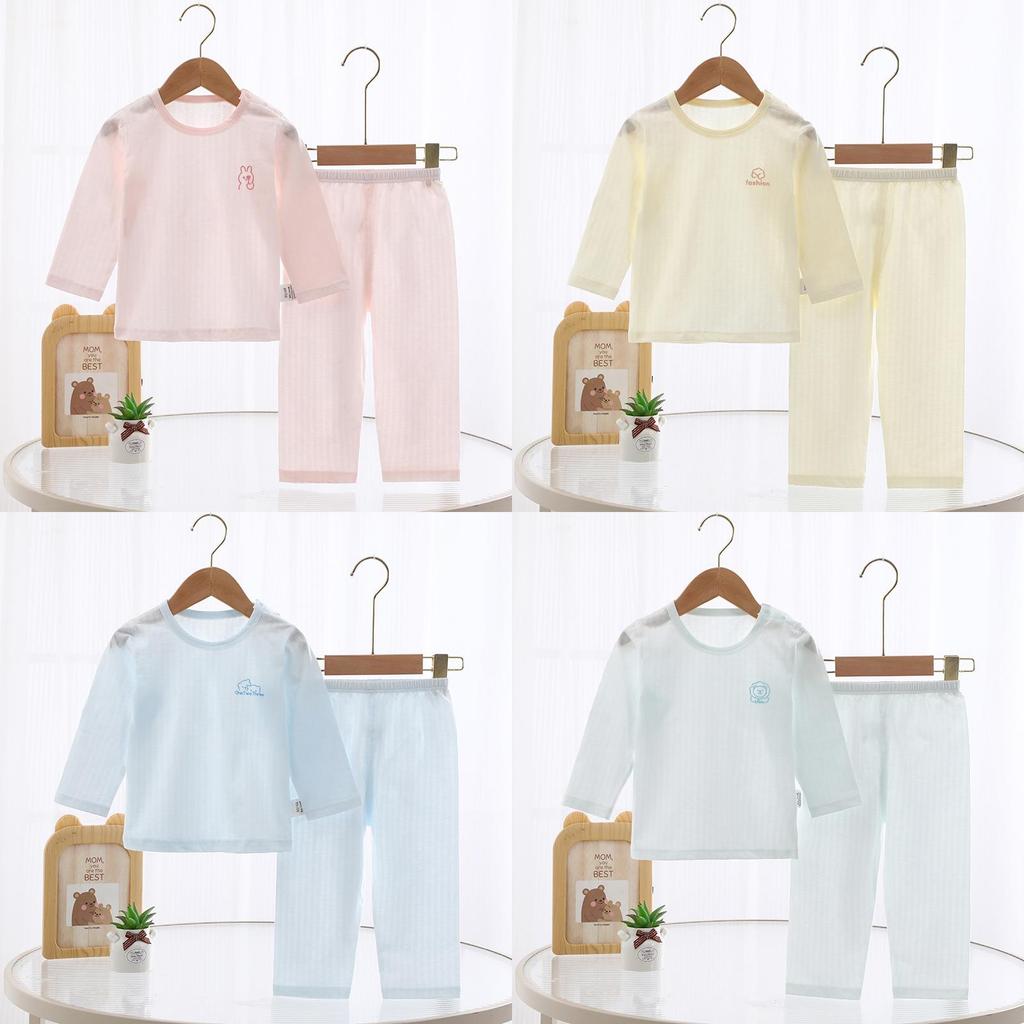Infant Kids Cotton Summer Sleepwear With Animal Pattern And Open Crotch Design