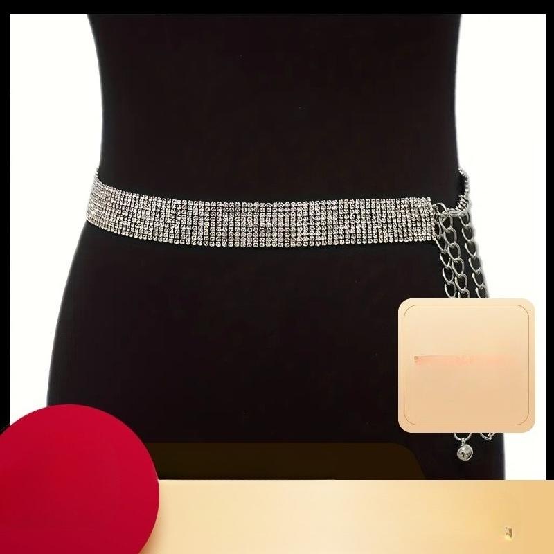 Strass-Hüftkette mit geometrischem Muster, beliebt, Legierung, mehrschichtig, vollbesetzt mit Strasssteinen, vielseitig für Feiertage, Muttertagsgeschenk