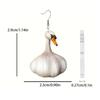 Einzigartige und stylische Enten-Ohrhänger. Lustige Ohrringe mit Entenanhänger in Knoblauchform. Zierliche Ohrhaken als Accessoire