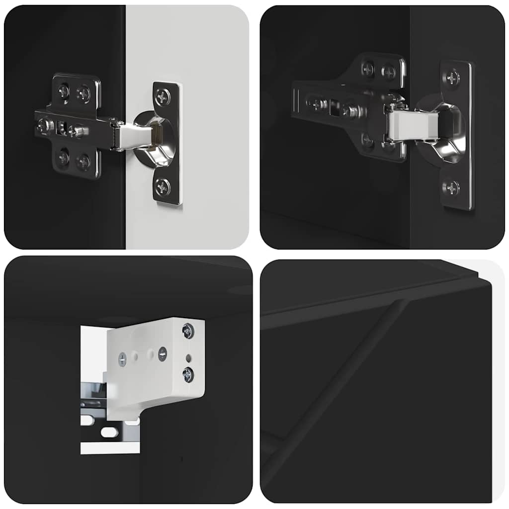 Bathroom Furniture Set with Door 5 Pcs Black Plywood and Metal