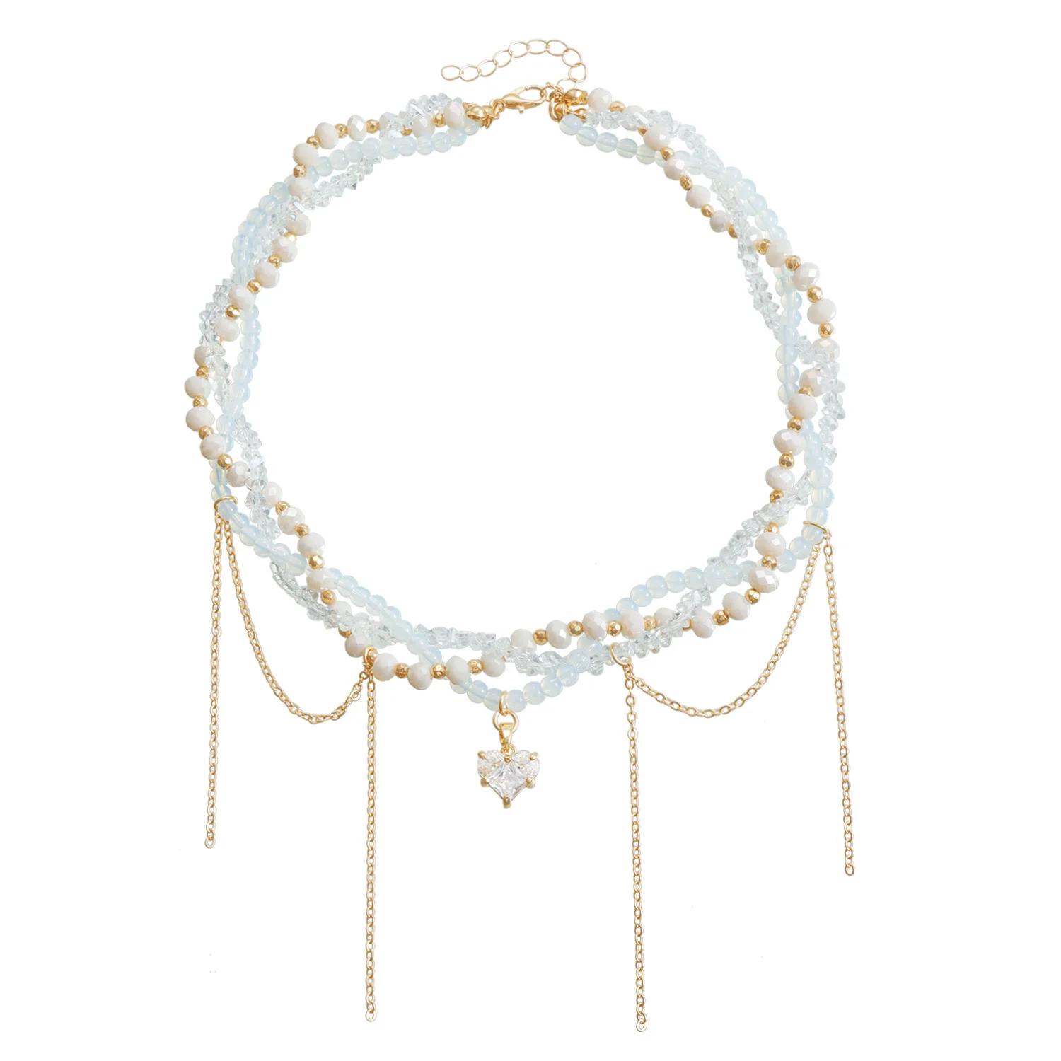 

Инс Многослойное ожерелье с кисточками из искусственного жемчуга, Крутое ожерелье-чокер с кристальными кисточками в виде креста и звезды, Цепочка, Ювелирные изделия