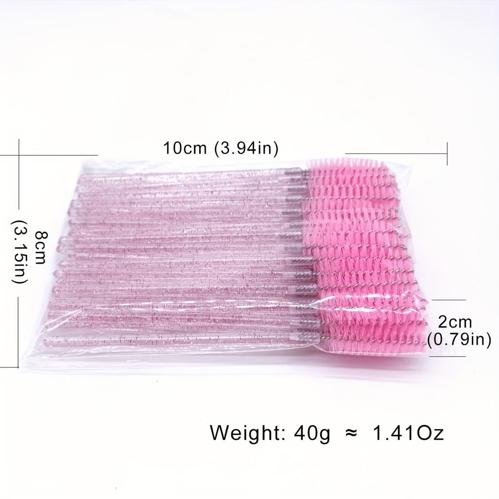 50pcs/bag Makeup Brush Lash Swans Crystal Eyelash Applicator Disposable Diamond Handle Nylon Mascara Wands Brush Cosmetic Brushes, YGirlash