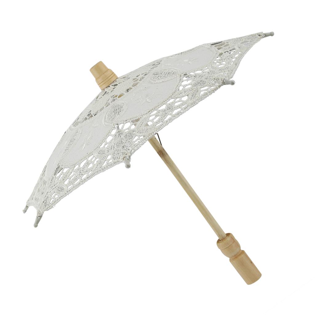 Svatební deštník Krajka Bavlna Výšivka Slunečník Svatební potřeby(Bílý )