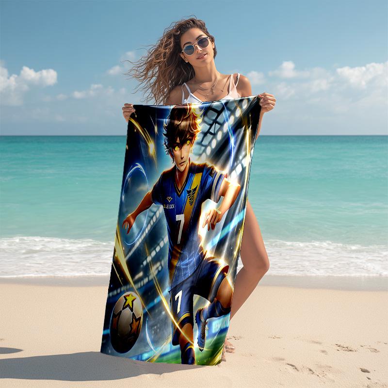 1pc Soccer Star Action Cartoon Quick Dry Microfiber Bath Towel for Swimming Surfing Camping Unisex Holiday. SJT720175