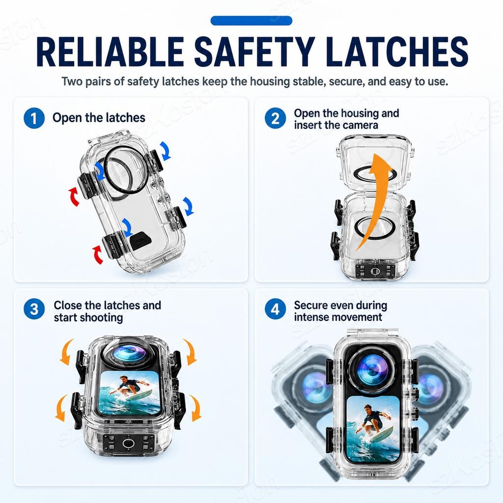Magnetic Fully Invisible Waterproof Case for Insta161 X6 61M Underwater Protective Diving Housing Shell Cover Camera Accessories
