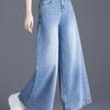 Women's Light Wash Wide-Leg Denim Pants - Spring/Summer 2026, Nine-Tenths Length, Loose Fit