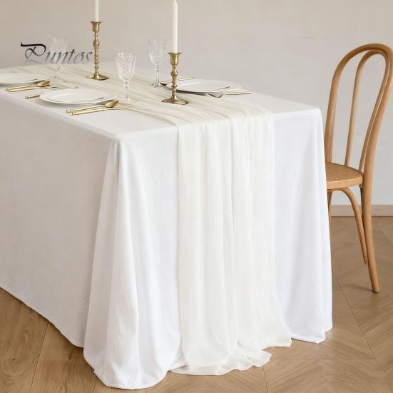Heat Resistant Table Runner Sheer Flowing Runner, Chiffon Wedding Elegant Solid Color Durable for Dining Home Bridal Shower Party Decor Decorative