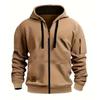 Men's Casual Jacket with Zipper and Multiple Pockets