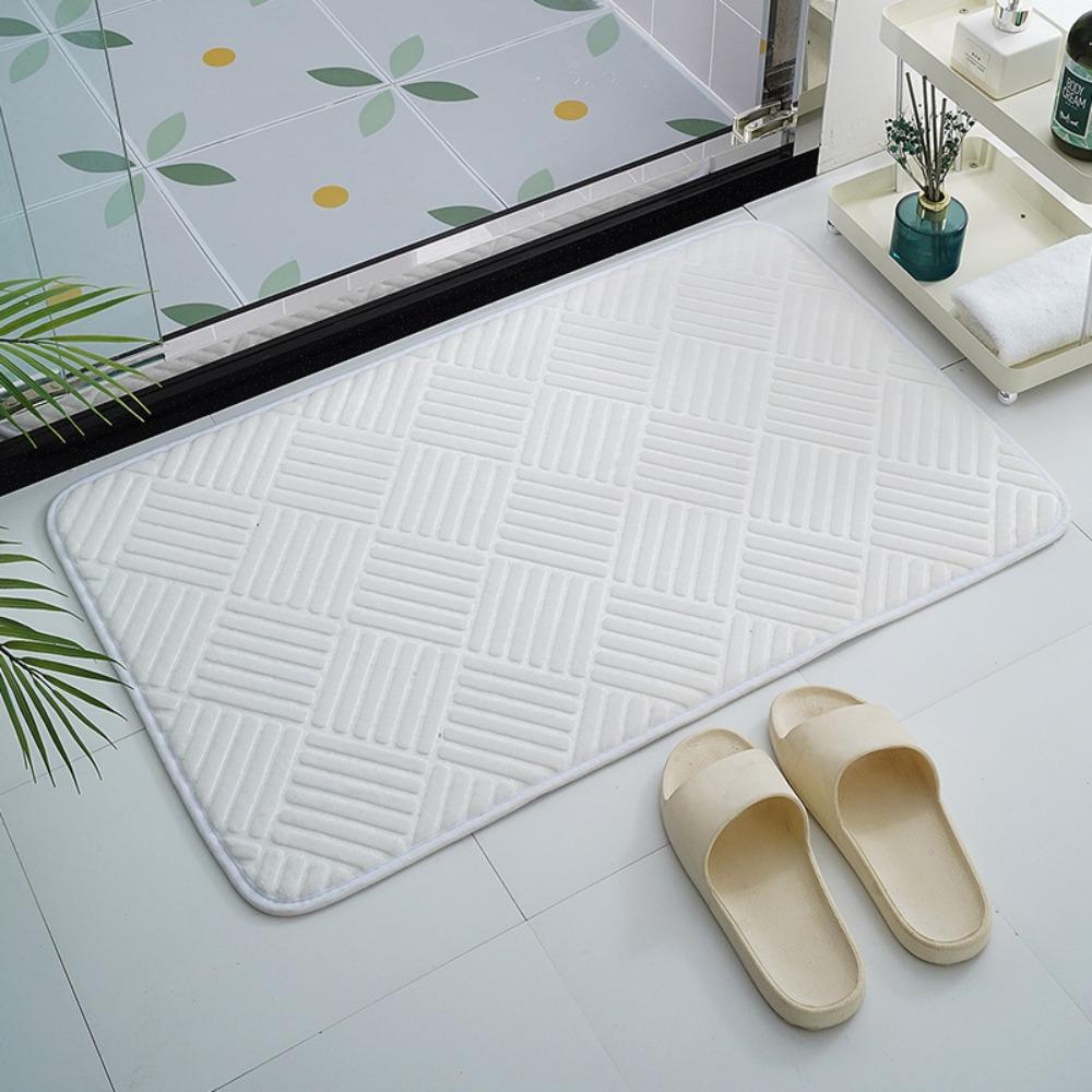 

Килимок для ванної кімнати Килимки для ванної кімнати Нековзні килими в умивальнику Килимок для ванни збоку на підлогу Килимок для душової кімнати Придверний килимок Memory Foam 3D Pad 40cmx60cm білий