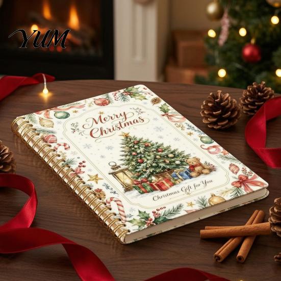 Accesorio para Regalar en Fiestas Libro de Tarjetas de Navidad, Kit de Libro de Recuerdos para Ocasiones Especiales Merry College Survival con Espiral para DIY, Saludo de 10 Páginas