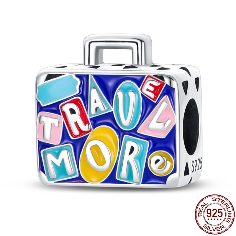 Charms 925 Fit 3MM Bracelets Earth Plane Bead Air Balloon Travel Camera Pendant DIY Jewelry Making