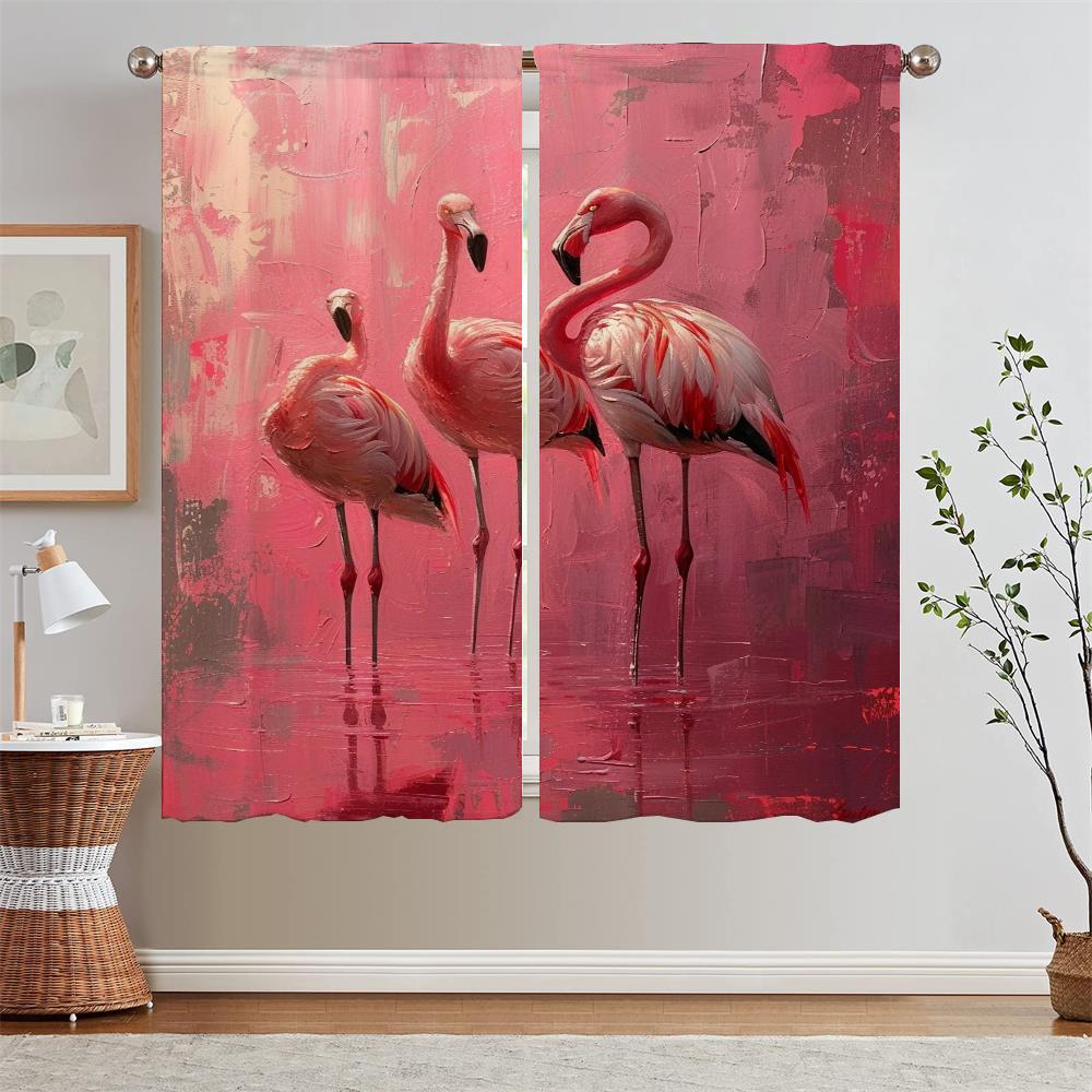 Flamingo Modern Living Room Curtains for Bedroom Kitchen Curtain Tiebacks Blinds Modern Home Decoration Blind Blackout Curls