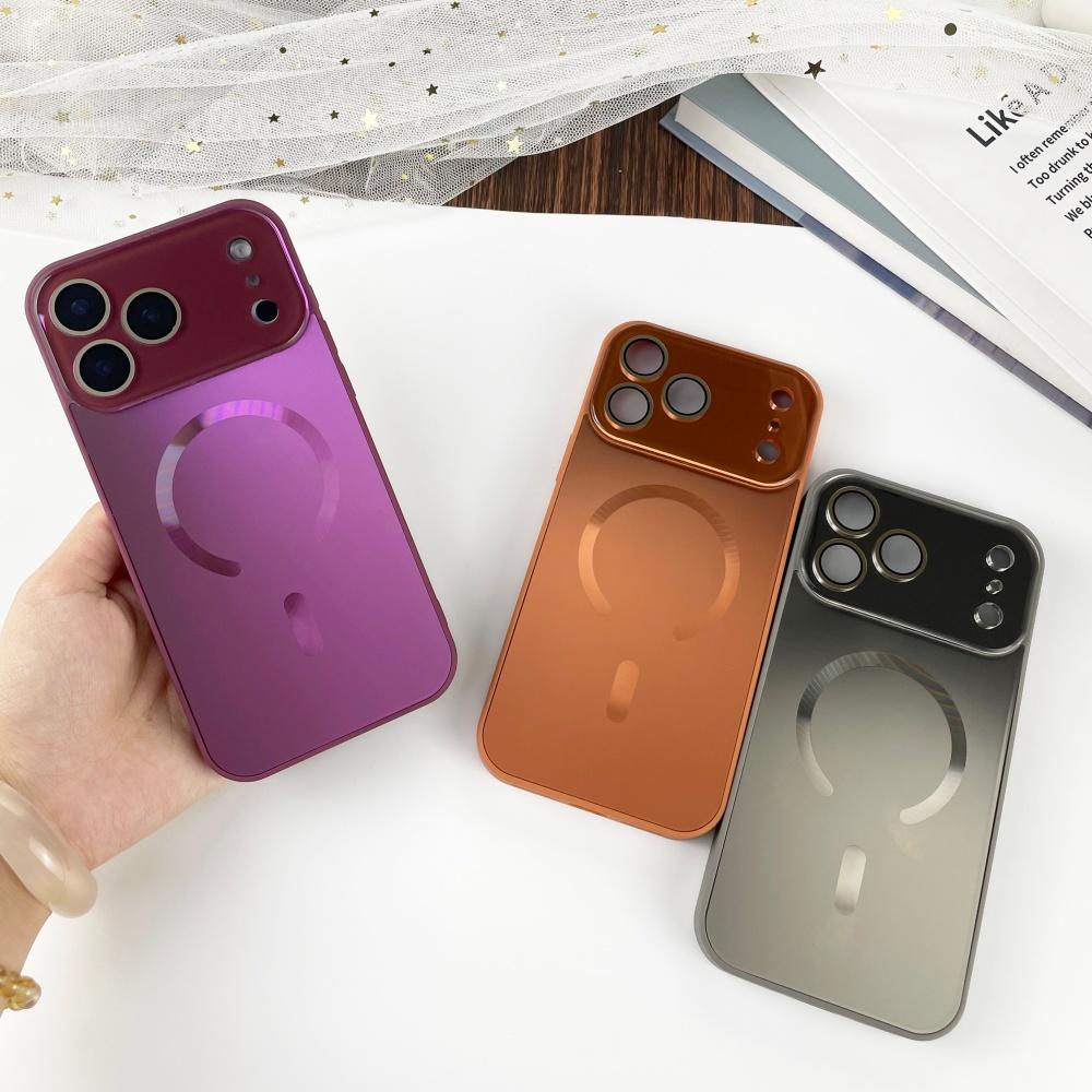 Luxury Flowing Light Large Window Case For iPhone 17 Air 16 15 14 13 12 11 Pro Max for Magsafe Crystal Bright Magnetic Cover