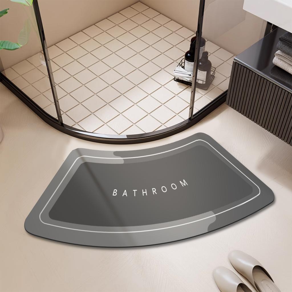 Fan-shaped Shower Room Door Absorbent Mat Thickened Diatom Mud Bathroom Non-slip Mat Toilet Mat Entrance Mat