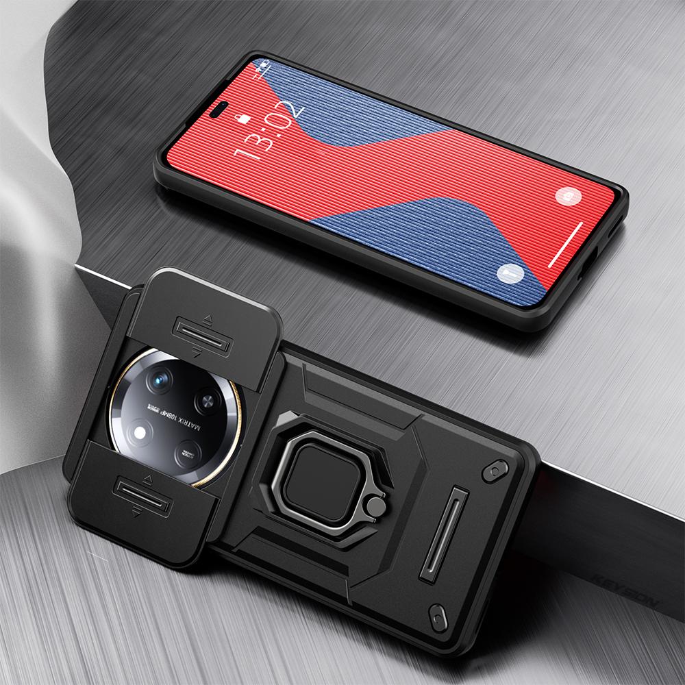 

Противоударный чехол KEYSION для HONOR X9c 5G X9c Smart Silicone+PC Slide, защитное кольцо для объектива камеры, подставка для телефона, чехол для Huawei Honor Magic 7 Lite for Honor X9c чёрный