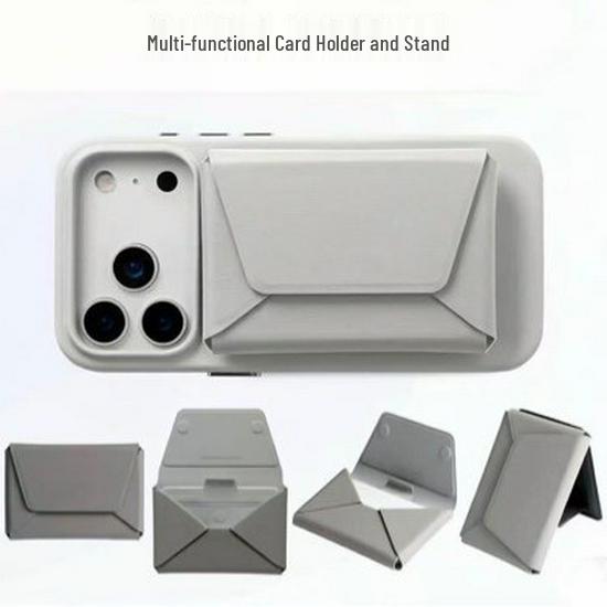 Foldable Magnetic Phone Holder & Card Organizer Black