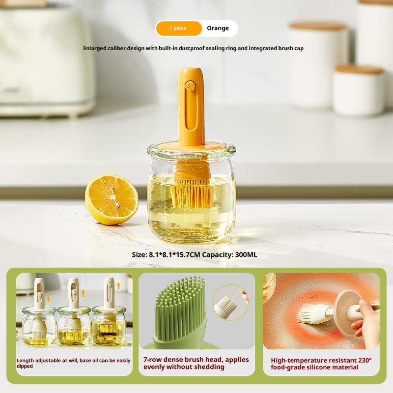 

Telescopic Oil Brush Bottle, Glass Oil Bottle, Kitchen Baking Oil Brush, Outdoor Barbecue Oil Brush, Heat-Resistant Oil Brush помаранчевий