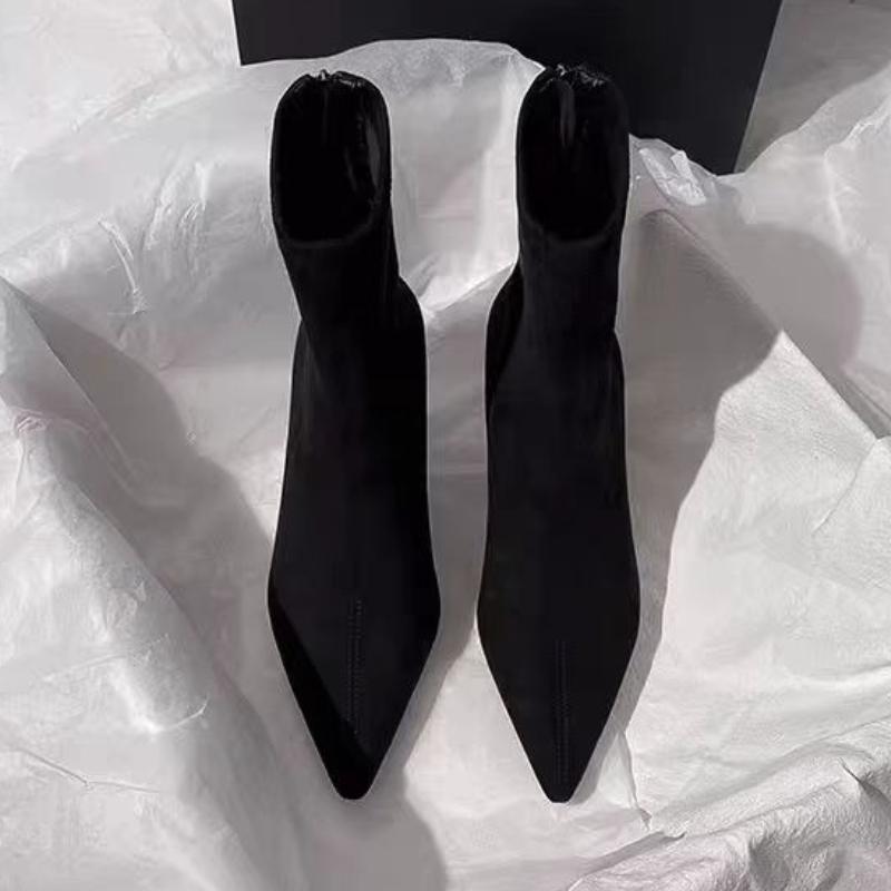Fashion High Heels Ankle Boots Women Pointed Toe Shoes Suede Sexy Designer 2025 Winter New Fashion Snow Chelsea Boots Woman Pumps Botas