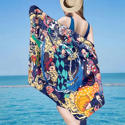 Vibrant Anime Characters Beach Towel, Super Soft Microfiber, Gift for Her/Him, Birthday, for Pool, Beach, Travel, Home Decor Fan Gifts